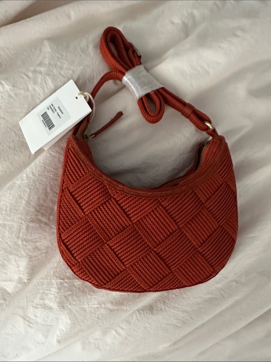 Bembien Handbags - Bembien Woven Crescent Shoulder Bag in Rust Red